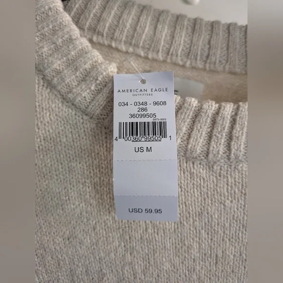 American Eagle X PEANUTS Snoopy Collab Cream and Red Crew Neck Sweater M - Picture 3 of 6